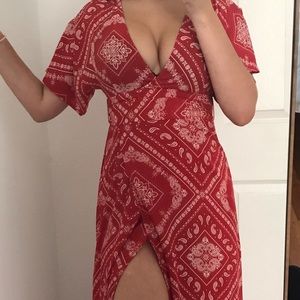 Red Forever 21 paisley design maxi dress